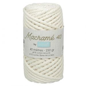 Fil macramé tressé - Blanc - 5mm X 40m - 90% coton naturel recyclé