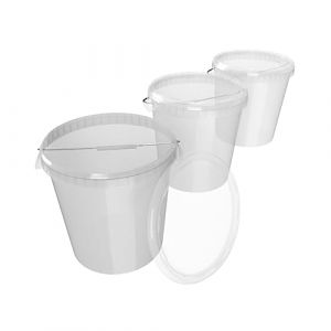 Lot de 3 seaux avec couvercle - 30 l - Fabriqués en Allemagne - Qualité alimentaire - Stable et hermétique - Pour ranger les aliments, les fournitures de bureau, la chambre d'enfant, la maison,