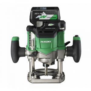 Hikoki Akku-Oberfräse M3612DA (36V, Spannzange Ø 8/12 mm, 50 mm Hubhöhe, Brushless, Soft-touch, LED, verstellbare Handgriffe, Transportkoffer, Zubehör, inkl. 2x 2.5 Ah Akku und Ladegerät)