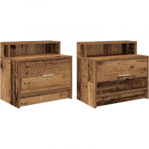 VidaXL Tables De Chevet Avec Tiroir 2 Pcs Vieux Bois 51x31x47 Cm