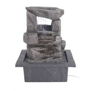 Well Home Fontaine à Eau avec 2 Pierres et lumières LED 22 x 19 x 28 cm