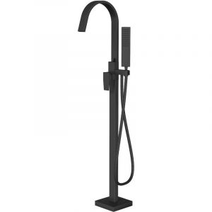 Bernstein Robinet Mitigeur de baignoire design sur pieds en acier inoxydable et laiton pour salle de bain - h. 111,6cm - NT3311 2.0 - Noir (mat)