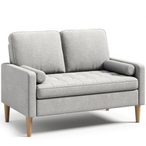 Bealife Canap&eacute; 2 Places avec 2 Coussins de Dossier 2 Coussins d'accoudoirs Structure en Bois et M&eacute;tal Rev&ecirc;tement en Coton et Lin 121 x 76 x 87 cm