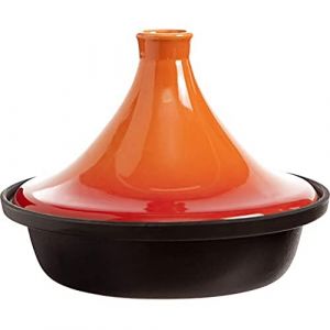 AC-Déco Tajine - D 25 x H 18 cm - Fonte - Noir et orange 18 cm