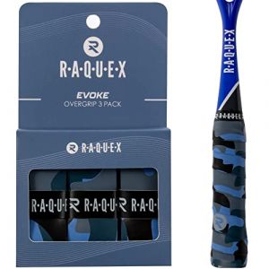 Raquex Evoke Overgrip Camo - Ruban adhésif pour Raquettes de Tennis - Surgrip antidérapant pour Raquettes de Tennis, Badminton et Squash - Lot de 3 (Camouflage Foncé)