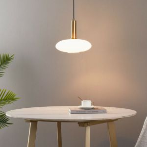 Kosilum Suspension en verre blanc et doré 30 cm