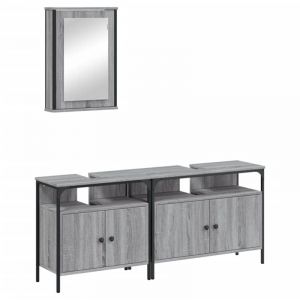 VidaXL Ensemble de meubles de salle de bain 3 pcs Sonoma gris, armoire de salle de bain, armoire de bain, meuble-lavabo de salle de bain