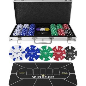 Set de poker Windsor - 300 jetons - Tissu de poker - Blinds - Cartes - Jetons de poker - Jetons de poker