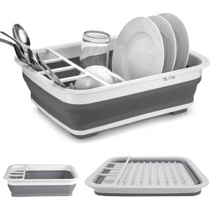 &Eacute;gouttoir &agrave; vaisselle pliable gris blanc Vendos85