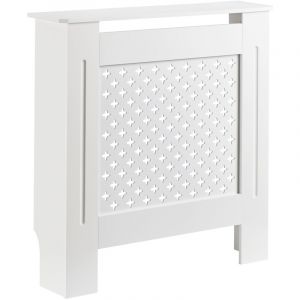 Toboli Habillage de radiateur blanc 78 x 19 x 82 cm, cache-radiateur en MDF, habillage en bois pour radiateur, habillage &eacute;l&eacute;gant pour radiateur