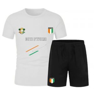 Ensemble De Foot Short Et Maillot Côte Ivoire Blanc Enfant (Taille 5/6 Ans,Couleur Blanc)