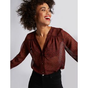 Image de Morgan Chemise manches longues imprimé léopard marron femme