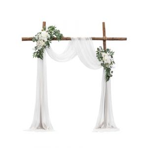 VEVOR Kit Fleurs Artificielles pour Arche de Mariage avec 2 Bouquets de Fleurs, 1 Rideau Translucide, pour Décoration de Célébrations de Cérémonie, de Toile de Fond de Réception, Événements, Blanc