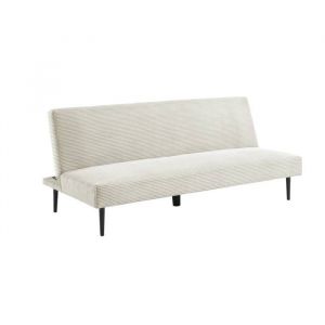 Sweeek - Canapé banquette convertible 3 places velours côtelé piétement métal l 180 x p 100 x h 74,5 cm - Max en Velours côtelé Crème