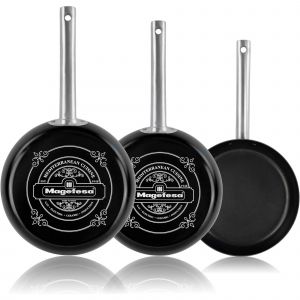 Magefesa Ares lot de 3 poêles à frire antiadhésives à induction 20/24/28 cm manche en acier inoxydable