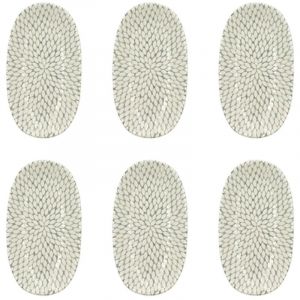 Novastyl Lot de 6 assiettes ovales à motif en porcelaine 19cm