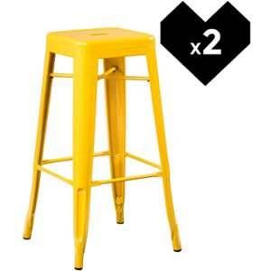 Indecemi Pack 2 Tabourets Hauts LIX Jaune Fresia