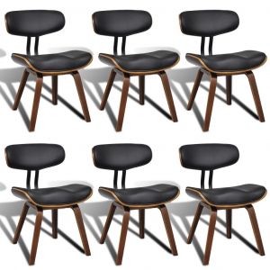 VidaXL Chaises de Salle à Manger Bois Courbé et Similicuir 6 pcs