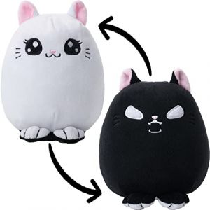 Figurine en peluche Fun de Corimori - Chat Innocent - Chat Diabolique (peluche réversible) - pour Unisexe - blanc/noir