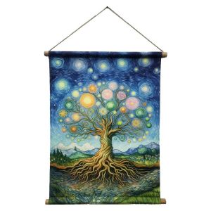 Signes Grimalt Toile d&eacute;corative murale enroulable Arbre de vie, peinture orientale multicolore pour la maison et le bureau
