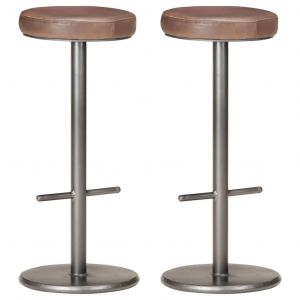 VidaXL Zqyrlar - Tabourets de bar 2 pcs Marron Cuir véritable