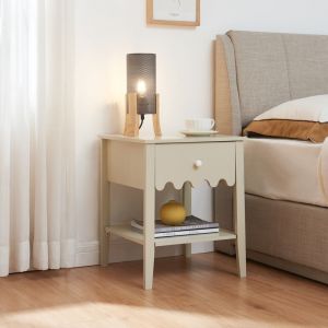 Table de chevet Luspoo avec tiroir 50 x 40 x 40 cm blanc cr&egrave;me [en.casa]