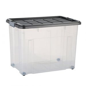 Axentia 235875 CAISSE UNIBOX AVEC COUVERCLE ET ROUES 60 X 40 X 44 CM 80 L