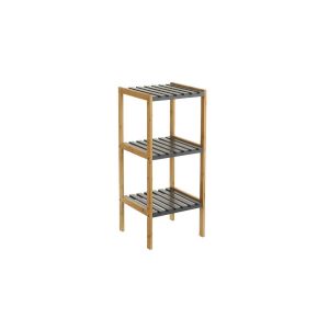 Wadiga Étagère salle de bain bambou gris 3 étages - 34x33x80cm