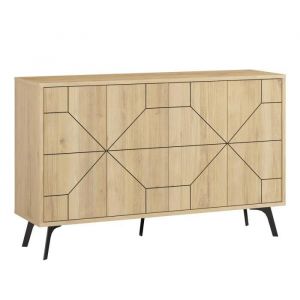 Cotecosy Buffet bas Santos 123cm Bois Chêne clair