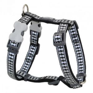 RedDingo Bricomarteau - Harnais pour Chien Noir Os Réfléchissant 37-61 cm