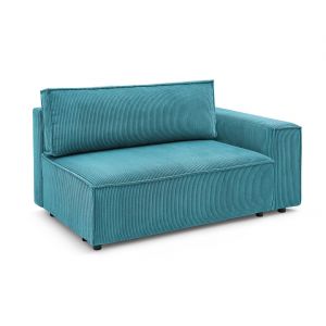 Image de Bobochic Canapé modulable Chauffeuse 2 places avec accoudoir pour canapé modulable nihad tissu velours côtelé Angle droit Bleu clair - Bleu clair