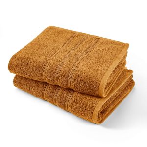 Image de Lot de 2 serviettes éponge bio 600 g/m² Caramel Taille 50X100 cm