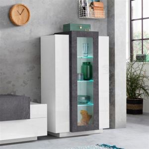 Meuble de salon design ardoise blanc brillant Corona