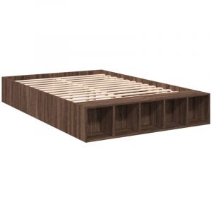 VidaXL Cadre de lit chêne marron 120x190 cm bois d'ingénierie, lit, lit double, lit de rangement, sommier, meubles de chambre, cadre de lit double