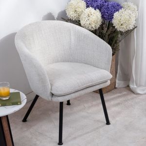 Image de Meubles Cosy Fauteuil Tissu Beige Et Pieds En M&eacute;tal Noir, Style Scandinave, Pour Salon,Chambre,Salle &Agrave;manger,Balcon