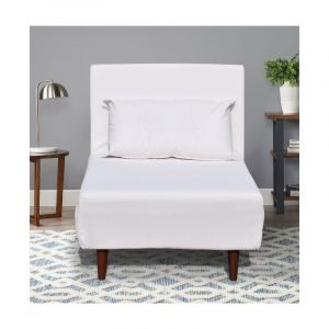 Fauteuil convertible lit une place tissu en cuir PU Blanc facile &agrave; nettoyer dimension: 80x90x84 cm-dimension lit: 80x190x28 cm