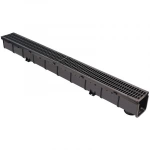 First Plast 1m caniveau PP Noir +grille passerelle PP A15 100x100x1000