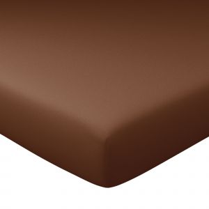 Drap-housse grand bonnet 160x200x32 marron noisette en lin