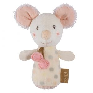 Fehn Mini Hochet Souris - Griffon pour Hocher, Toucher, Jouer avec un Animal en Tissu Doux et Moelleux - Jouet de Motricité Comme Fidèle Compagnon pour les Bébés et les Jeunes Enfants