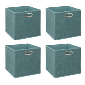 Lot de 4 Boîtes de rangement Bleu chiné 31 x 31 cm