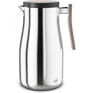 Alfi STUDIO ALLURE 1,0 l, en acier inoxydable poli avec éléments en bois, bouteille isotherme, à double paroi en acier inoxydable, garde au chaud pendant 12 heures, 24 heures au froid, bouchon à vis,