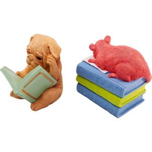 Kare Design Kare Lot de 2 Serre-Livres Design Pet Party - Multicolore - Motif Animal - Revêtement antidérapant - pour Le Salon, Les Enfants - Décoration pour étagères ou buffets - 15 x 11 x 15 cm (H x l x P)