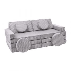 Canapé modulable enfants gris velours côtelé