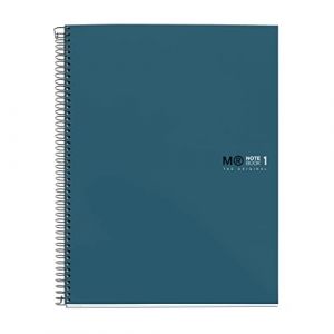 Miquelrius Cahier A5, Notebook The Original Colors, 80 Feuilles de 90 g/m&sup2;, 1 Bande de Couleur, Carnet Lign&eacute; Horizontal 7 mm, 2 Perforations, Couverture Rigide en Carton Plastifi&eacute;, Oc&eacute;an