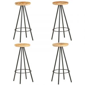 VidaXL Tabourets de bar 4 pcs Bois de manguier brut