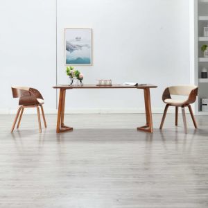 VidaXL Chaise de salle à manger Crème Bois courbé et similicuir