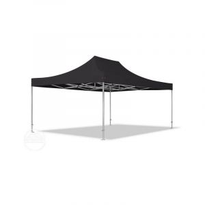 Intent24 Fr 4x6 m Tente pliante - Alu, PVC env. 620g/m&sup2;, anti-feu, c&ocirc;t&eacute; panoramique, noir
