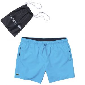 Image de Lacoste Short de bain léger uni à séchage rapide Taille L Bleu/bleu Marine