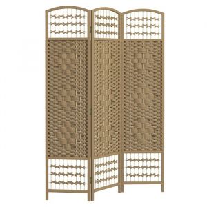 Homcom Paravent - pliable - 3 panneaux - pour hambre à coucher maison intérieur - en bois - 120 x 170 cm - bois naturel