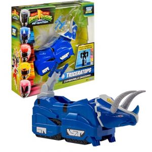 Power Rangers - Collection Megazord, Zords articulé combinable, Figurine, 20 cm, Modèle Triceratops Dinozord, pour Les Enfants dès 4 Ans, PWG051, Bleu